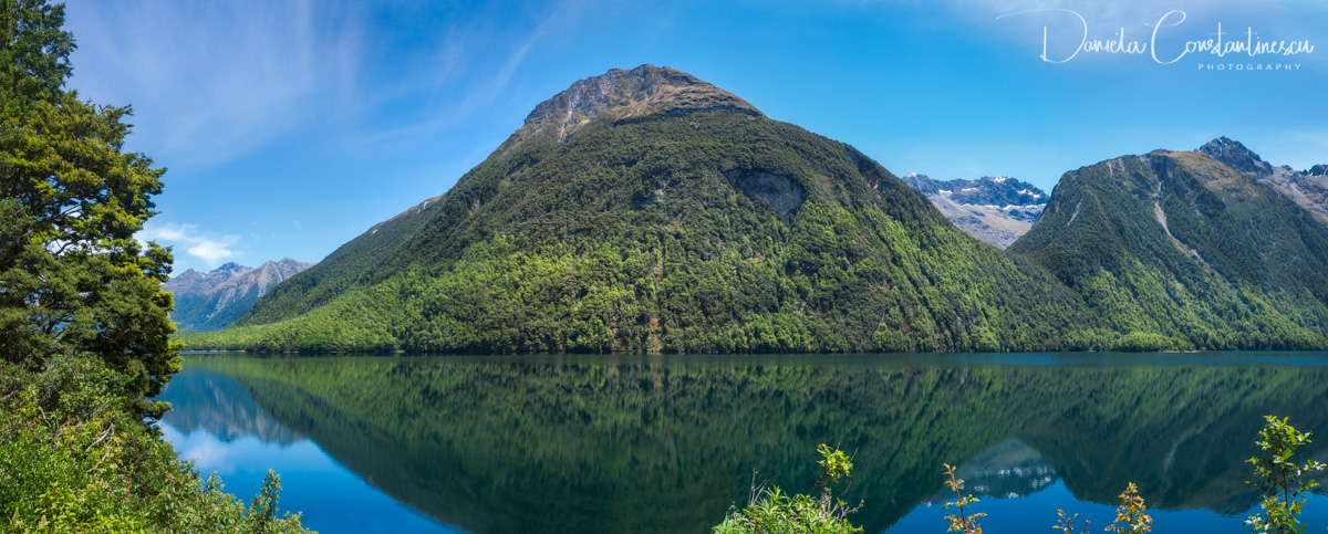 New Zealand Lake Gunn Panorama with Reflections in Water